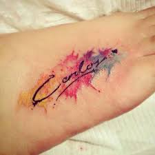 Watercolor Name Tattoo Renkli Isim Dovmesi Dovmeli Kadin Dovme Modelleri Dovme Alintilari