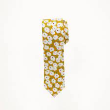 Skinny Mustard Yellow Floral Tie