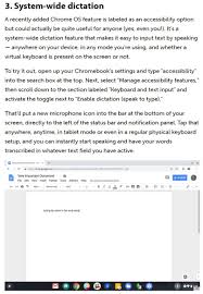 Even for most of us chrome speak can read aloud any selected piece of text within the browser. Chromebook Accessibility Option For System Wide Dictation Speech To Text Use Your Voice To Type Into Any Area On The Chromebook Chromebook Text Writing