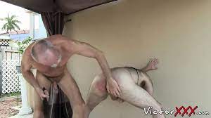 Gay grandpa spanks hairy ass before backyard bareback | xHamster