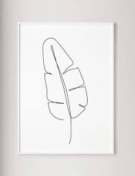 Banana Tree Leaves Abstract Leaf Poster One Line Botanic Art Etsy Minimalist Wall Art Abstract Line Art Minimalist Art