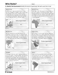 You may copy, distribute, or transmit this work for noncommercial purposes if you credit icivics. Types Of Govt 2