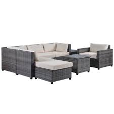 Outdoor Patio Deck Sectional Sofa Sets Segmart Newest 8 Pieces Wicker Furniture Set With Seat Cushions 2 Coffee Table Conversation Sets With Ottoman For Por Outdoor Sectional Sofa Wicker Outdoor