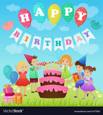 Birthday Images For Kids Cartoon Birthday Party For Kids Cartoon Royalty Free Vector Image Ad Kids Cartoon Birthday Party Ad Cartoons Vector Kids Vector Vector Free