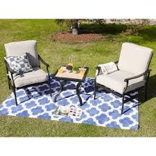 For sets that include an outdoor dining table and chairs, this gives enough room for guests to sit comfortably around the table. 3pc Bistro Steel Patio Dining Sets Cream Lokatse Target