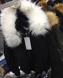 Black And White Faux Fur Coat Premium Black Bomber Jacket With White Faux Fur Hood Faux Fur Hooded Coat Puffer Coat Fur Hood Black Bomber Jacket