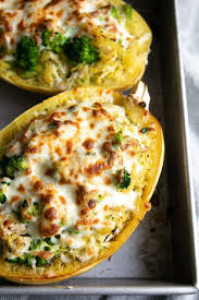 Chicken And Broccoli Stuffed Spaghetti Squash Recipe Food Spagetti Squash Recipes Baked Spaghetti Squash