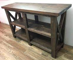 Dark over golden pine with kona stained countertop. New Handmade Rustic Console Table Made From Canadian White Pine Kona Stain And Varathane Polyurethan Rustic Console Tables Rustic Consoles Pallet Sofa Tables