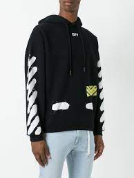 Off White C O Virgil Abloh Cotton Diag Spray Hoodie In Black For Men Lyst