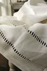 Vintage French Sheet White Linen Long Ladder Work 77x121 Stunning French Vintage Linen French Linen