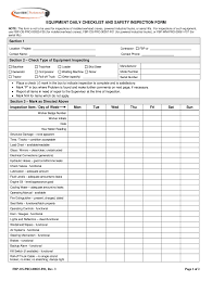 Supervisor's safety checklist (this list does not cover all conditions and is intended as a guide only) 1. Equipment Check List