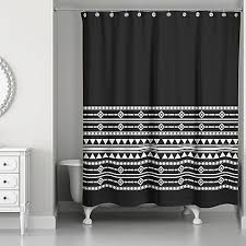 Black And White Bathroom Window Curtains Boho Tribal Shower Curtain In Black White Black Shower Curtains Boho Shower Curtain Boho Curtains