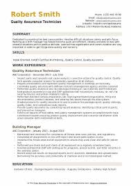 This cover letter was written by our experienced resume writers specifically for this profession. Quality Assurance Technician Resume Samples Qwikresume