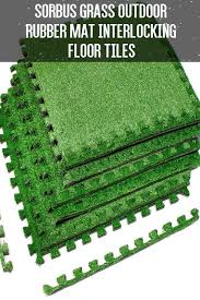 Our premium tiles are supplied with interlocking pins however since rubber is a natural material and edges will curl ur or contract or expand over time therefore outdoor adhesive must be used to ensure tiles remain in shape and do not move around with heavy traffic. Sorbus Grass Outdoor Rubber Mat Interlocking Floor Tiles From Findmats Com Outdoor Rubber Mats Playground Flooring Outdoor Interlocking Flooring