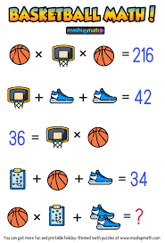 Are Your Kids Ready For These Basketball Math Puzzles Mashup Math Maths Puzzles Basketball Math March Madness Math