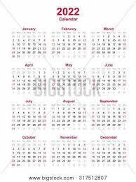 2022 Yearly Calendar Vector Photo Free Trial Bigstock