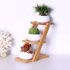 National tree company hanging indoor / outdoor stacked garden pot wall decor reg. Small Succulent Plant Pot Set Of 3 Ceramic Flower Pot With Bamboo Tray Stand Drainage Modern Indoor Planter Cactus Container From China Tradewheel Com