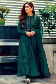 Greens with a blue base are impactful, so introducing soft tones of clay white and chalky grey in furniture and accessories bring a calming feel. Buy Silk Embroidered Anarkali Suit In Peacock Green Colour Online Lstv03710 Blue Andaaz Fashion