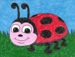 Clover sweet pea ladybug and bee drawing drawing. How To Draw A Cartoon Ladybug Art Projects For Kids
