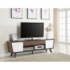 Desdemona sideboard with 3 drawers, bleached elm. Carson Dark Walnut And Glossy White 2 Door Tv Console 74 Inches In Width Overstock 33991827