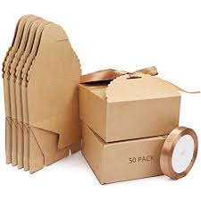 Belle Vous Scatola Regalo Cartone Kraft Quadrate 50pz Scatola Cartone Con Coperchio Smerlata Con Nastro Marrone Scatoline Regalo 12x 12 X 6cm Scatoline Portaconfetti Matrimonio Feste Fai Da Te