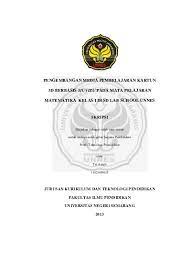 Keoriginalan judul yang anda ambil dalam menyusun skripsi memang mempunyai pengaruh luar biasa dalam hal daya tarik. Pengembangan Media Pembelajaran Kartun 3d Berbasis Muvizu Pada Mata Pelajaran Matematika Kelas I Di Sd Lab School Unnes