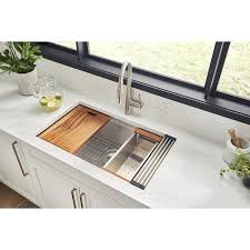 Roma Workstation Ledge 32 L X 19 W Undermount Kitchen Sink With Basket Strainer In 2020 Stainless Steel Kitchen Sink Undermount Kitchen Sinks Stainless Steel Kitchen