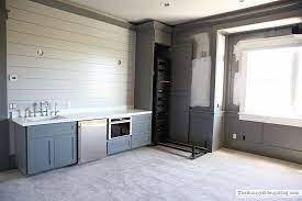 Whether you want shiplap throughout your entire room, or prefer to use it only as an accent wall , here are 20 of the most stunning bedrooms with shiplap walls. Theatre Room With Grey Paint And Appliances The Sunny Side Up Blog