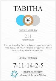 Maybe you would like to learn more about one of these? Name Tabitha Meaning Origin Description Popularity 211