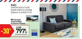 La marque conforama sélectionne pour vous de très nombreuses références en canapés convertibles pour tous les styles de salons. Offre Canape Convertible 3 Places Samia Chez Conforama