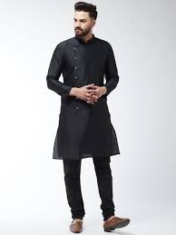 Sojanya Since 1958 Men S Silk Blend Black Kurta Black Churidar Pyjama Set Cotton, linen, etc and in all the colors i.e. sojanya since 1958 men s silk blend black kurta black churidar pyjama set