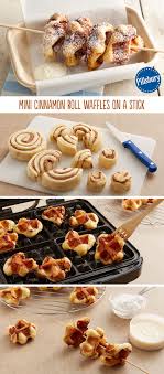 Mini Cinnamon Roll Waffles On A Stick Recipe Cinnamon Roll Waffles Waffle Maker Recipes Fair Food Recipes