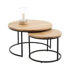 lot de 2 tables basses gigognes en chene vova nesting coffee tables coffee table rattan coffee table