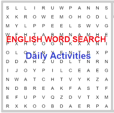 Lembar Kerja Word Search Cari Kata Online Tentang Daily Activities Cecepgaos Com
