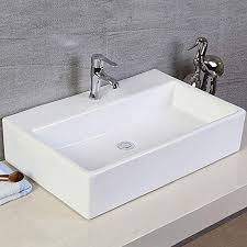 Decoraport White Rectangle Ceramic Bathroom Kitchen Vessel Sink Porcelain Vanity Above Counter Bas Vessel Sink Bathroom Rectangular Sink Bathroom Bathroom Sink