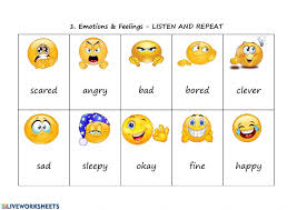 As human beings, we experience a plethora of feelings and emotions in our lifetime that range over several forms and types. 1 Emotions And Feelings Listen And Repeat Worksheet