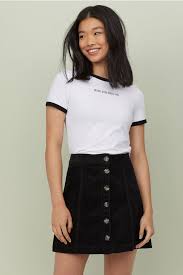 A Line Skirt Black Corduroy H M Us 1 A Line Skirt Outfits Skirt Outfits Denim Skirt Outfits