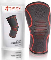 uflex athletics knee compression sleeve support for running jogging sports brace for joint pain relief arthritis and injury recovery single