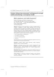 Hal ini karena jangkauannya yang tidak. Pdf Factors Influencing Consumers Willingness To Accept Mobile Advertising A Conceptual Model