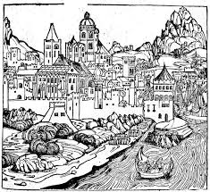 La Cite De Lyon Au Moyen Age Coloriage Jeu Numelyo Enluminure Moyen Age Art Numerique Bateau A Voiles