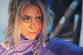 Here's the brilliant Megan Rose Buxton @meganrosemusicuk in our comedy  horror musical Powertool Cheerleaders vs the Boyband of the Screeching  Dead. It's bloody, good, fun. It's