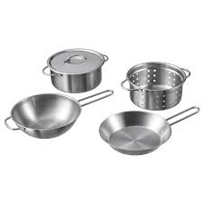 In this modern kitchen, your child can cook, bake and wash up, just like the master chefs on tv, and let the family taste the new, yummy recipes. Duktig 5 Piece Toy Cookware Set Stainless Steel Color Ikea