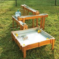 Outdoor Waterfall 4 Piece Set 3 Runways And 1 Table Outdoor Waterfalls Backyard Playground Backyard For Kids