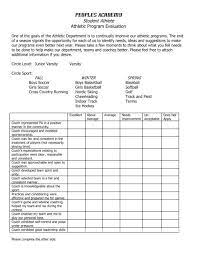 I was searching the web and haven't seen anything that looks good. Student Athlete Program Evaluation Form
