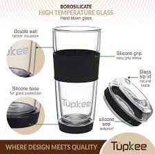 4.5 out of 5 stars (2) total ratings 2, $47.99 new. Tupkee Double Wall Glass Tumbler 14 Ounce All Glass Reusable Insulated Tea Coffee Mug Lid Hand Blown Glass Travel Mug Black Buy Online At Best Price In Uae Amazon Ae