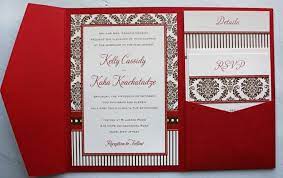 Pocket Fold Wedding Invitations Damask Wedding Invitation Red Wedding Invitations