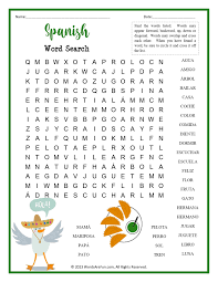 Spanish Word Search for Kids