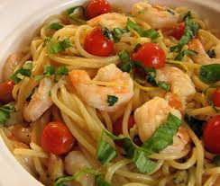 Recette Spaghetti Aux Crevettes Tomates Ail Citron Et Basilic Seafood Recipes Recipes Healthy Recipes