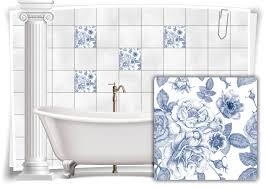 Travertin fliesen antik geburstet getrommelt romischer verband beige. Fliesen Aufkleber Fliesen Bild Kachel Rosen Antik Alt Blau Weiss Bad Wc Deko Kuche Medianlux Shop