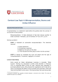 Bistro bella cucina is known for being an outstanding american restaurant. 00contract Law 2019 20 Misrepresentation Duress And Undue Influence Final Studocu